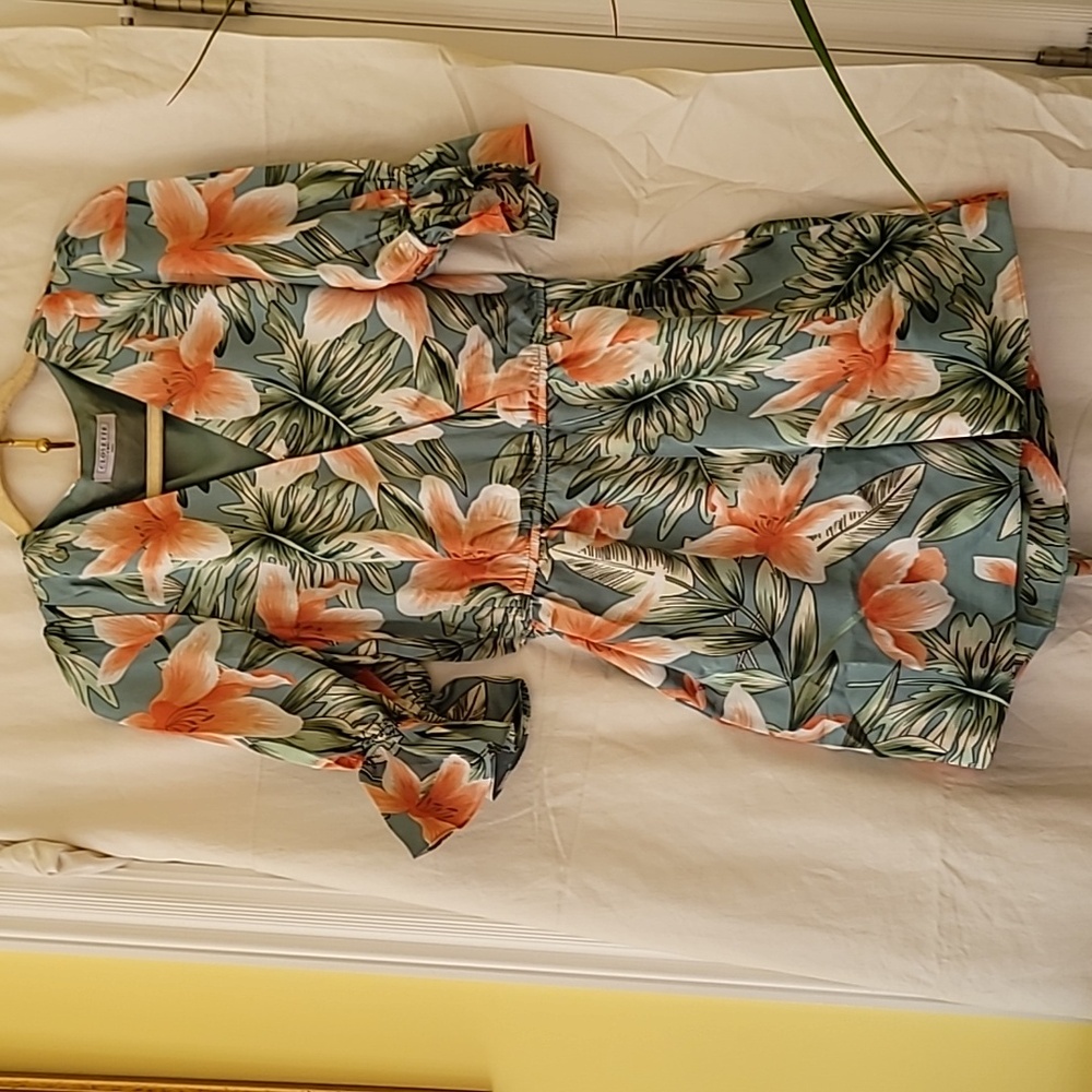 NWT CLOSETTE CHIC ORANGE FLORAL PRINT ROMPER/DRESS
